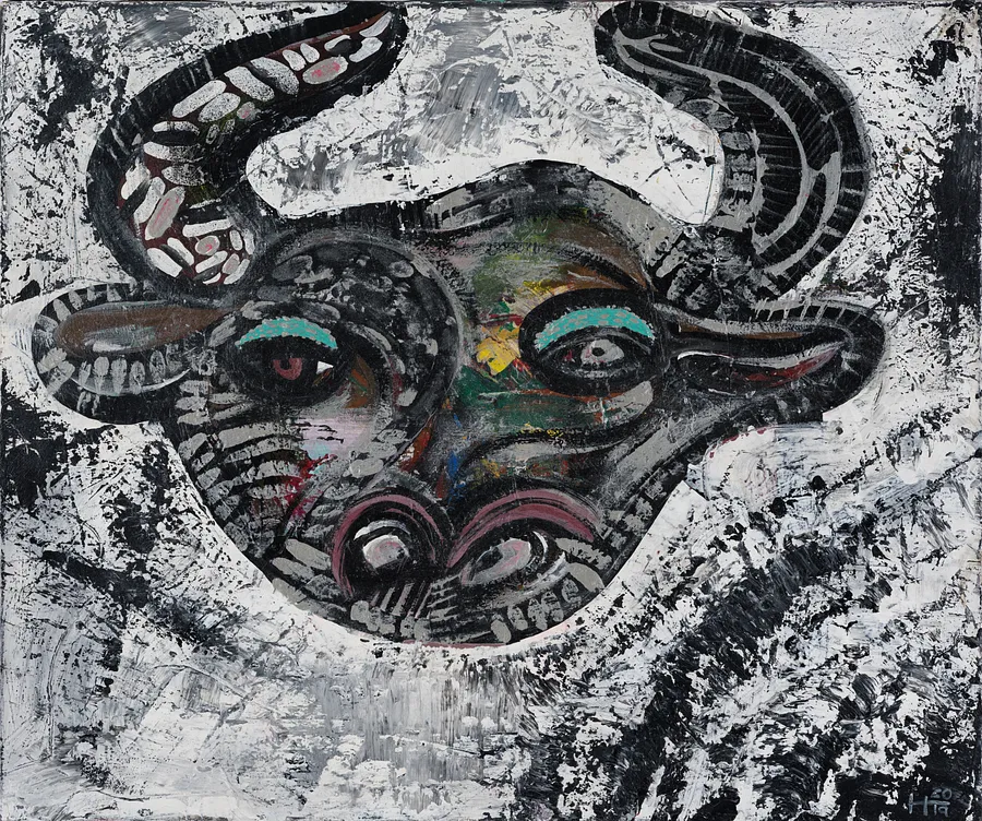 Image of The silence before the blow by Hanna Solovei, size: 60x50 cm, made of Acrylic on canvas, Painting medium