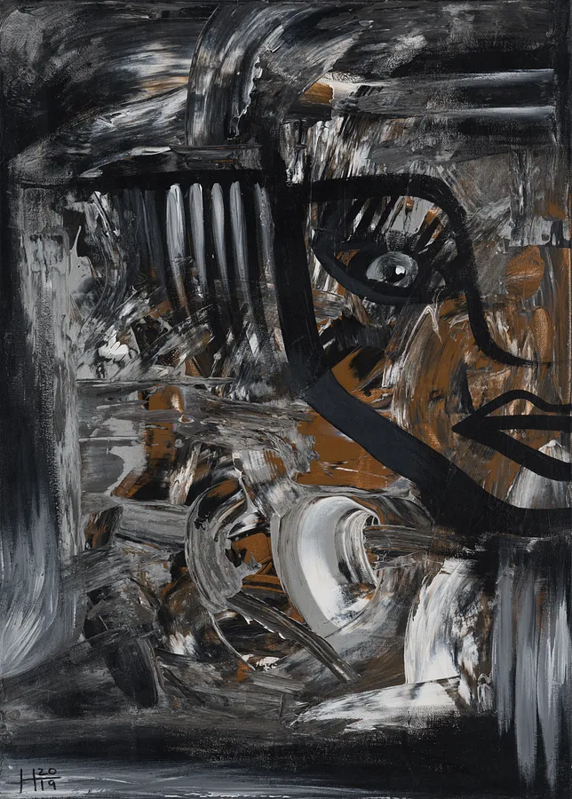 Image of Dialogue in the Dark by Hanna Solovei, size: 50x70 cm, made of Acrylic on canvas, Painting medium
