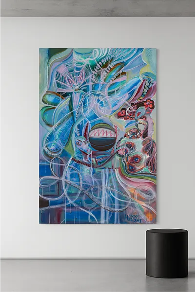Image of Angel A by Hanna Solovei, size: 100x150 cm, made of Acrylic on canvas, Painting medium Photo 2 of 2.