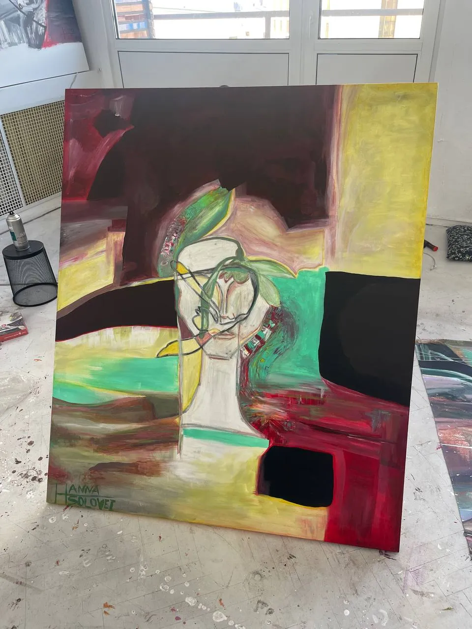 Image of Self-portrait by Hanna Solovei, size: 100x120 cm, made of Acrylic on canvas, Painting medium Photo 2 of 2.